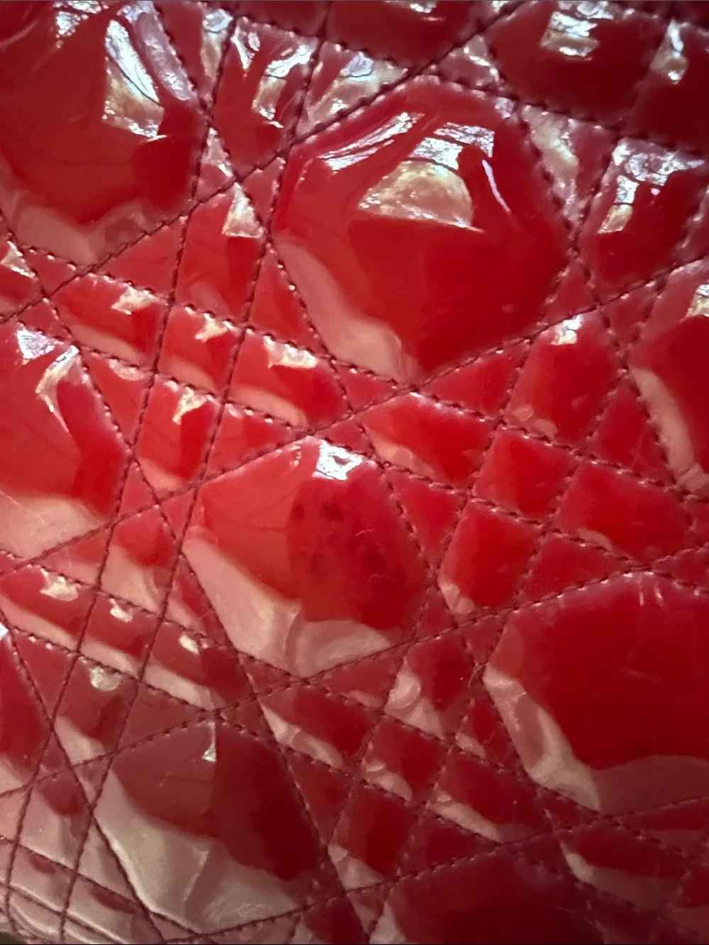 Dior Patent Quilted Tote - Red